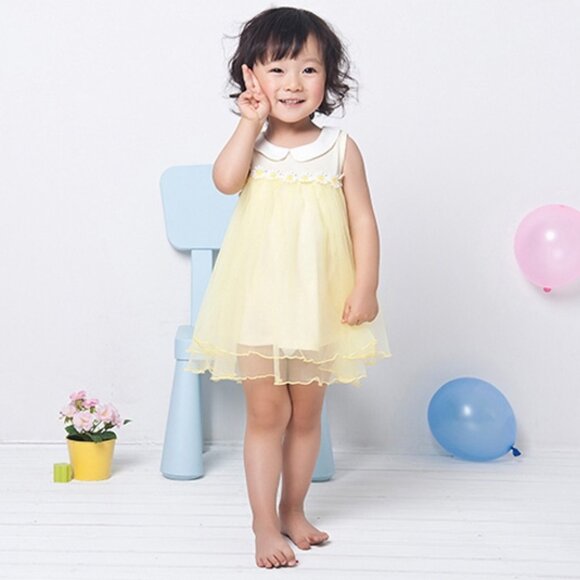 Little chiffon dress with claudine collar - Picture 2 of 2